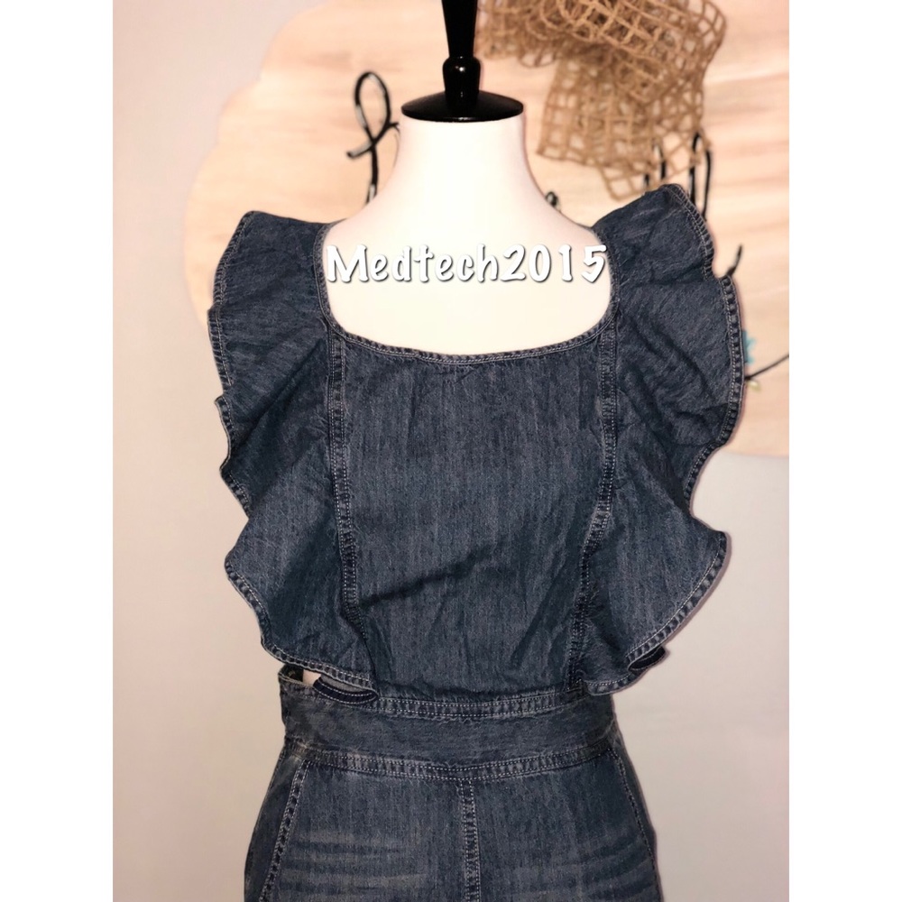 Ruffled Denim Jumpsuit - Picture 4 of 7